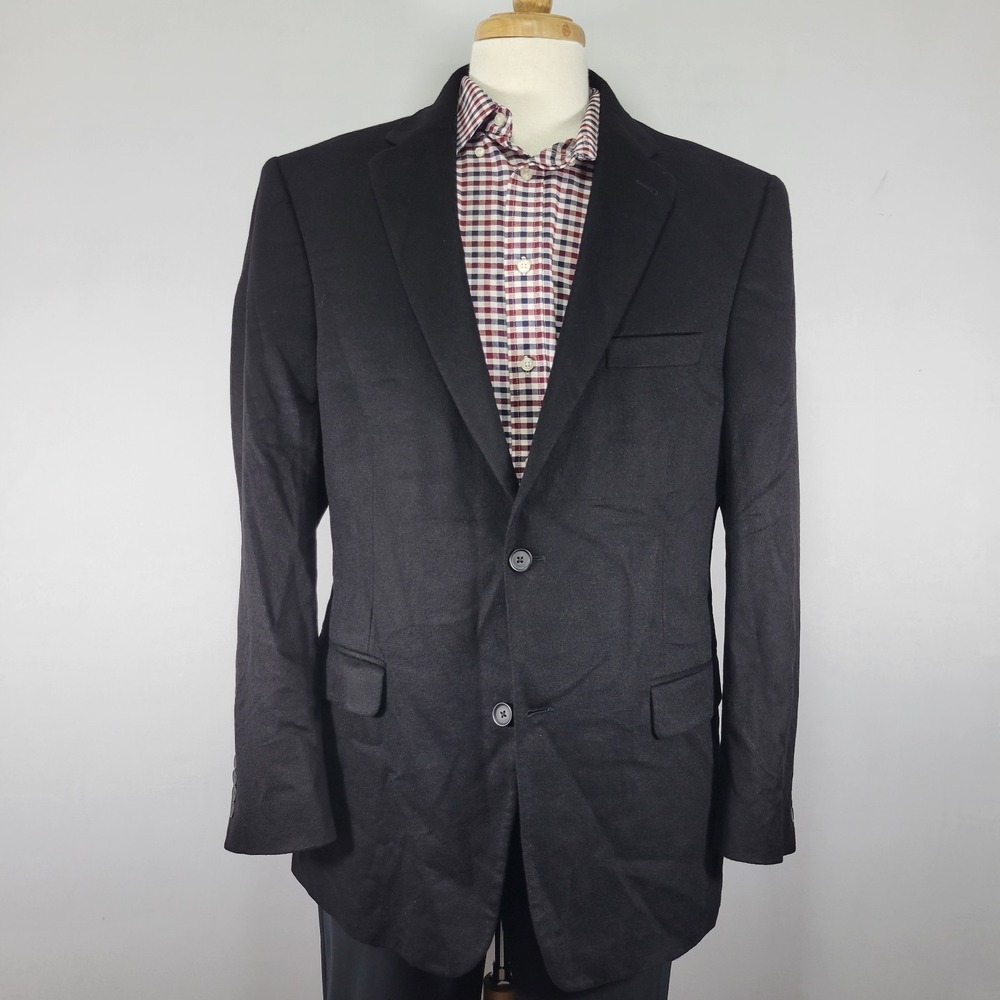 JOS A BANK Men's Sport Coat Blazer Two Button Black 100% Cashmere‎ Size 44L